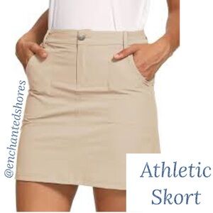 Perfectly Slimming Skort Skirt Midrise Stretch Neutral Tan Beige Size 16